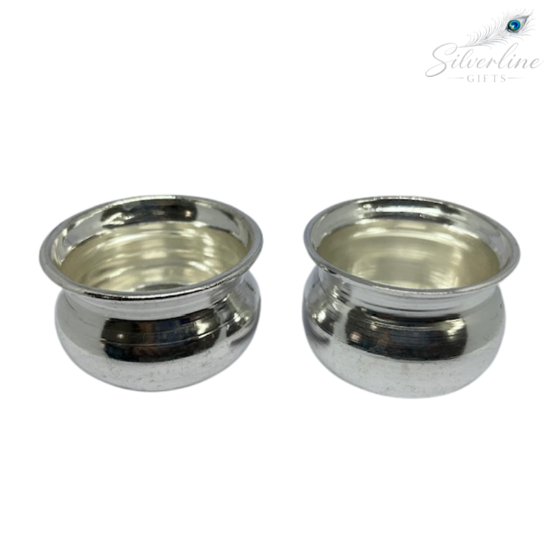 Pure German Silver Kum Kum Bowl Plain (per set)